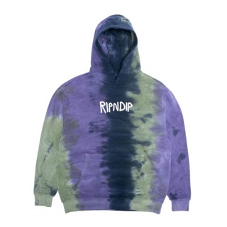 SLUM LTD - Ripndip F22 Ripndip Rubber Logo Hoodie Sage/Slate Tie Dye