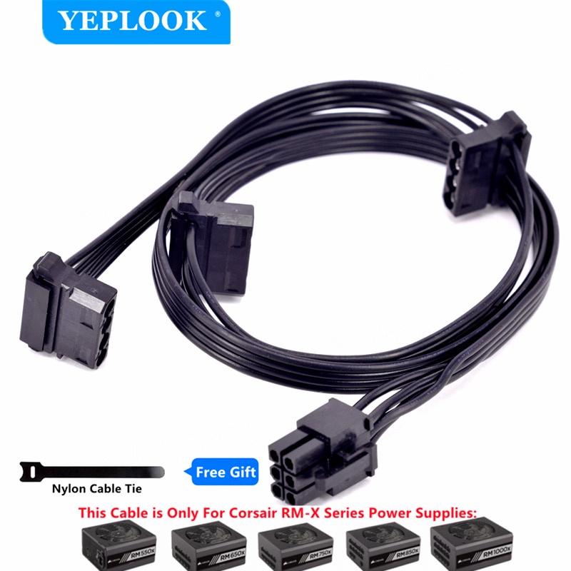PCIe 6Pin ถึง 3 IDE Molex 4Pin GPU สายไฟสําหรับ Corsair RMx Series Modular PSU RM550x RM650x RM750x 