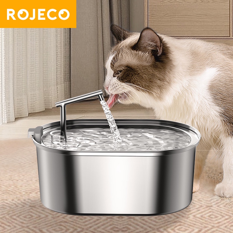 Rojeco เครื่องปั๊มน้ําพุอัตโนมัติ สเตนเลส 304 3.2 ลิตร สําหรับสัตว์เลี้ยง แมว