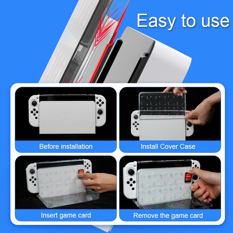 ป้องกัน Dock Shield พร้อมกล่องเก็บการ์ดเกมสําหรับ Nintendo Switch OLED, ที่เก็บข้อมูล 10 ชิ้น NS เกม