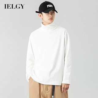 Ielgy เสื้อกันหนาว แขนยาว สีพื้น เป็นมิตรกับผิวหนัง สําหรับผู้ชาย