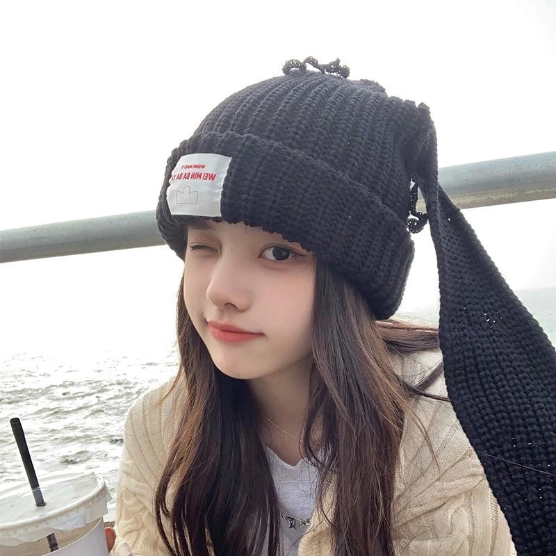 หมวกผ้าวูลถักนิตติ้งแต่งหูกระต่ายสไตล์เกาหลี thumbnail 3