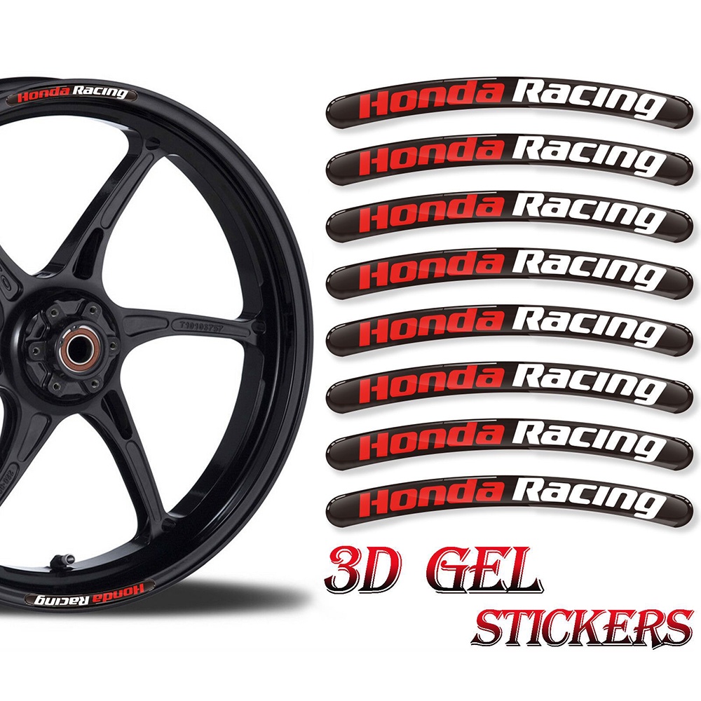 เหมาะสําหรับยางขนาด 14-19 นิ้วเจล 3D Honda สะท้อนแสงล้อรถจักรยานยนต์ดุมล้อสติกเกอร์ตกแต่ง Motocross ขอบกันน้ําสติ๊กเกอร์ส่วนบุคคล