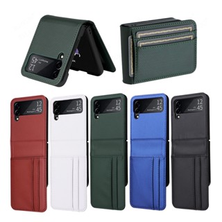 Sumsung ZFlip4 Case Luxury Card Slot Wallet Leather Cover For Samsung Galaxy Z Flip4 Flip 4 5G Z4 Hard PC Frame Protect Fundas