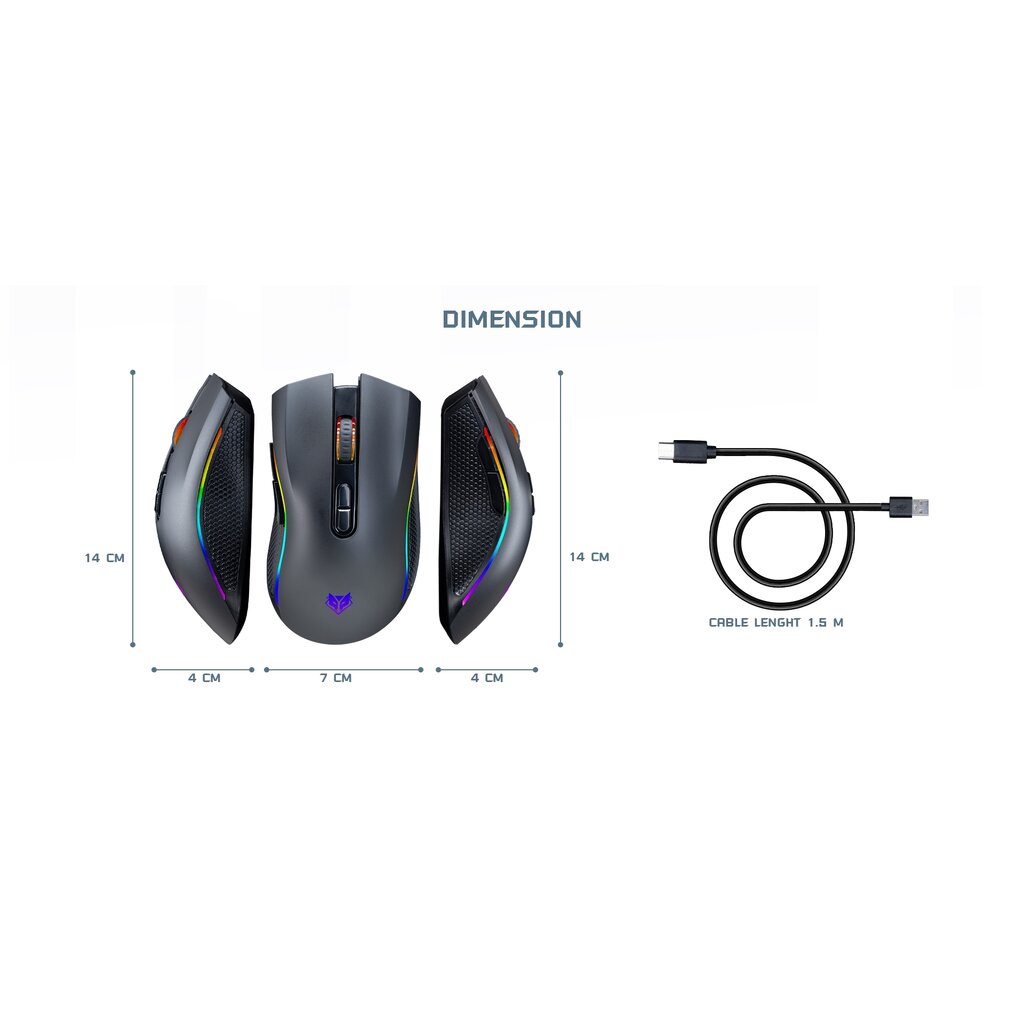 ️กรุงเทพฯด่วน1ชั่วโมง️ เม้าส์ NUBWO NM89W Wireless Gaming mouse รับประกันสินค้า 1 ปี #7
