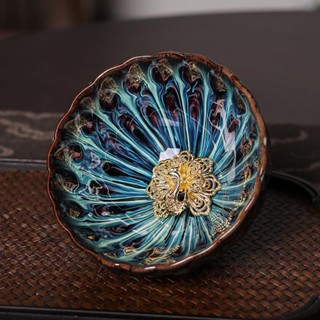 ถ้วยชาเซรามิค รูปนกยูง สีทอง สําหรับใส่ชา