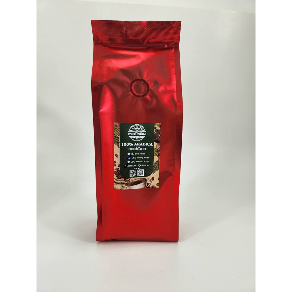กาแฟคั่ว/คั่วกลางบดละเอียด250 กรัม (Ground Coffee beans Fullcity roast)อาราบิก้่า100%กาแฟเทพเสด็จ