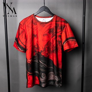 เสื้อยืดลายหินอ่อน(สีเรดแวมไพร์): Red Vampire Marble T-shirt (Short-Sleeve)