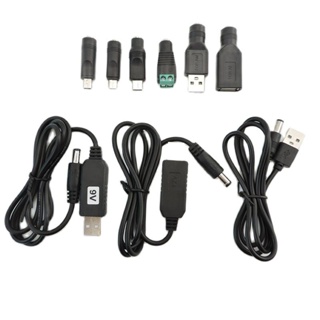 อะแดปเตอร์แปลงสายเคเบิล USB เป็น DC 5V 9V 12V USB Type a male female Mini 5pin Type C Power Boost Line 5.5x2.1 มม.