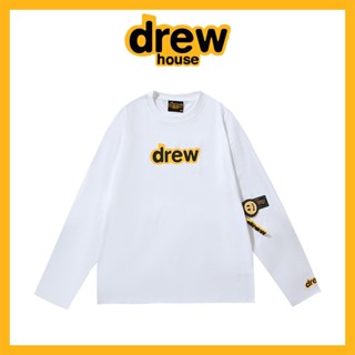 Drew House เสื้อยืด แขนยาว ทรงหลวม พิมพ์ลายตัวอักษร หน้ายิ้ม