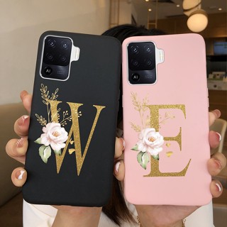 เคสโทรศัพท์ ซิลิโคนนิ่ม กันกระแทก ลายดอกไม้ ตัวอักษร สําหรับ OPPO A94 4G A94 A 94 4G