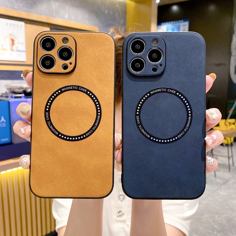 เคสโทรศัพท์มือถือหนัง ซิลิโคน แม่เหล็ก สําหรับ iPhone 14 Pro Max 13 12 11 XS XR