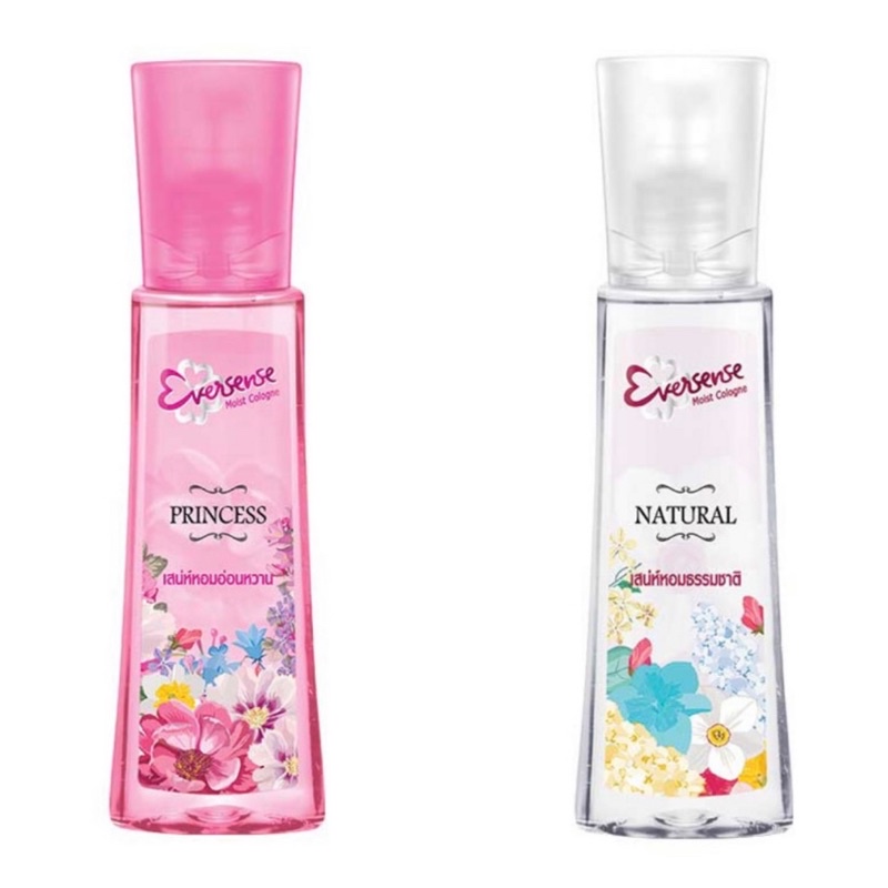 EVERSENCE PRINCESS & Natural เอเวอร์เซ้นส์ มอยซ์ โคโลญ กลิ่นพริ้นเซส (ชมพู) และกลิ่นเนเชอรัล ขนาด 45 มล. / 90 มล.