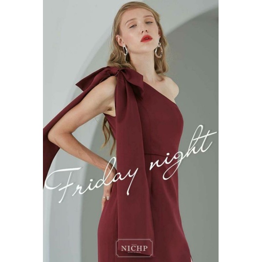 NICHp brand รุ่น Ammi Dress Size L ส่งต่อ #Burgundy red