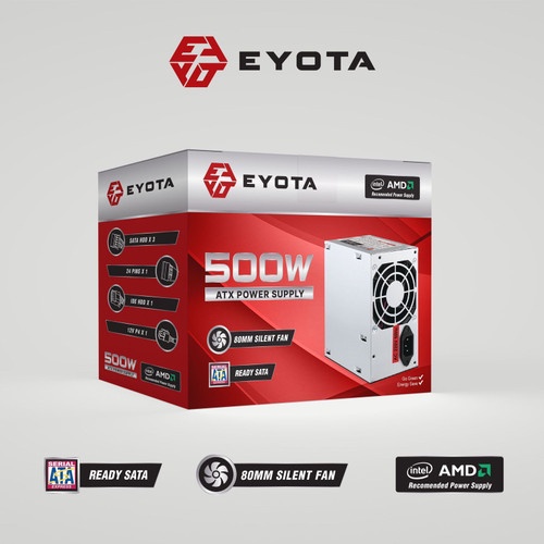 Eyota 500W แหล่งจ่ายไฟ PSU คอมพิวเตอร์ 500 วัตต์ 500 วัตต์