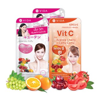 [2nd Set Mini] Vida Collagen Q10 12 Tablets 2 Sac. x  Vit C From Acerola And CamuCamu 14 Capsules 1 Sac.