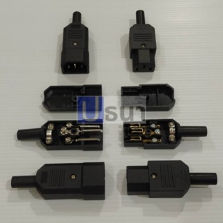 ปลั๊ก ต่อสายไฟ ปลั๊กเสียบ ซ็อคเก็ต AC Power Plug Connector Adapter  PDU UPS Socket 3 ขา 10A 250V #PP AC-09 (1 ตัว)