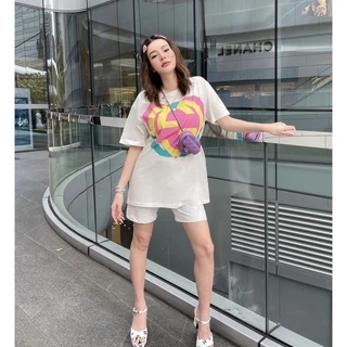 🌟STF_SHOP🌟 เสื้อยืด แขนสั้น คอกลม งานผ้าคอตตอน100% สกรีนหน้าหัวใจ💙 ผ้าคอตตอน พิมพ์ลาย งานunisex G