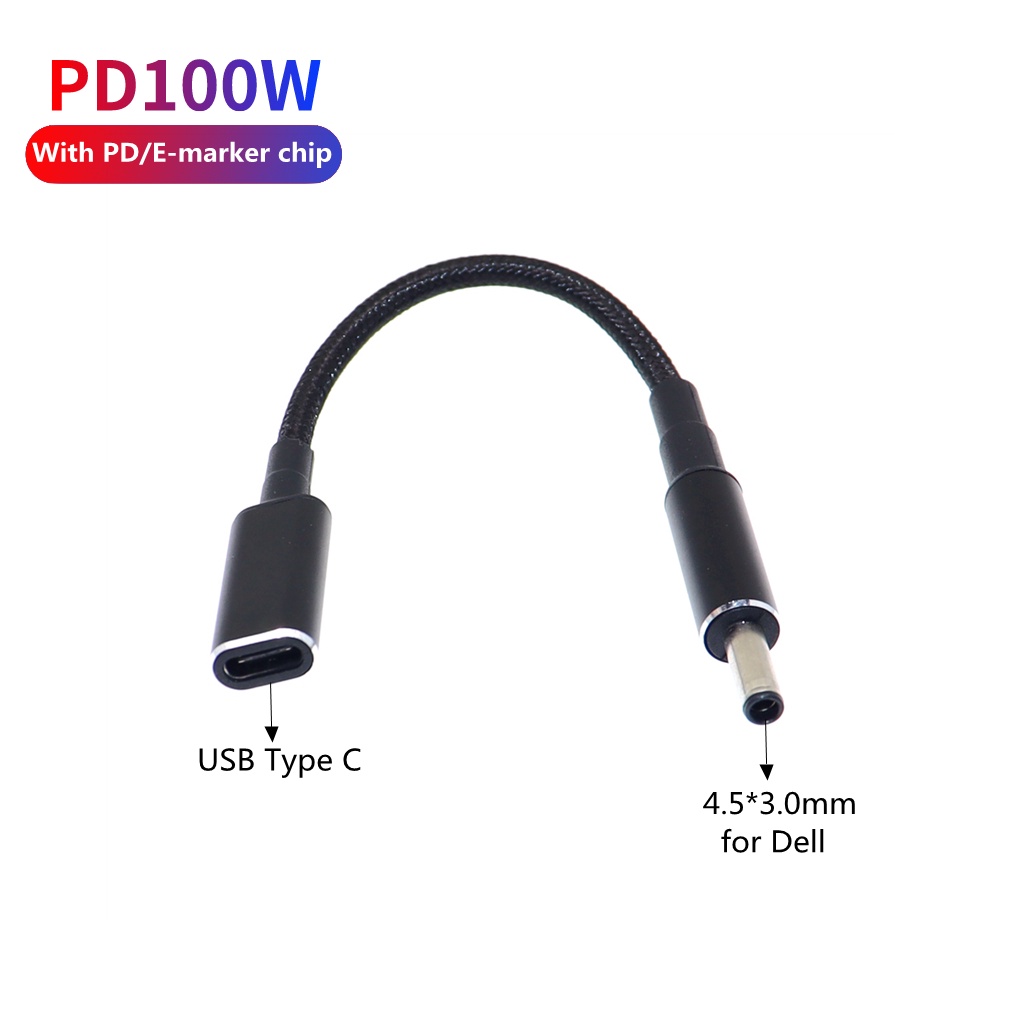 ประเภท C ถึง 4.5x3.0 มม.ปลั๊กแปลง 100W USB C PD Fast สายชาร์จสําหรับ HP/Dell แล็ปท็อป Charger DC 4.5*3.0