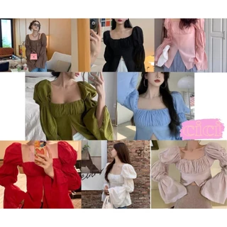 ส่งทันที Cici ❣🇹🇭🚚พร้อมส่ง❣(3022)Jump top เสื้อแขนยาวจั๊ม กิมมิคแขนพองใส่ได้2แบบ แพทเทิร์นดีสไตล์เกาหลี