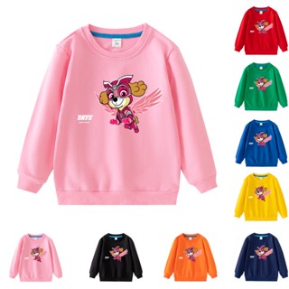 เสื้อกันหนาว แขนยาว คอกลม ผ้าฝ้าย ลายการ์ตูน Paw Patrol 8 สี สําหรับเด็ก EEA012