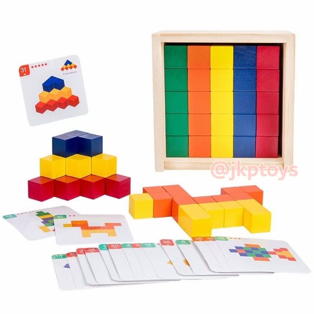 Todds & Kids Toys by JKP Toys ของเล่นไม้เสริมพัฒนาการ บล็อคลูกบาศก์ Cube Building Block
