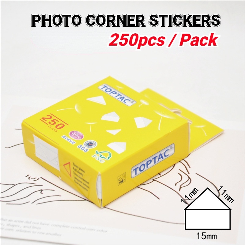 สติกเกอร์กรอบรูป แบบใส มีกาวในตัว DIY สําหรับติดมุมกรอบรูป อัลบั้มรูป งานฝีมือ 250 ชิ้น