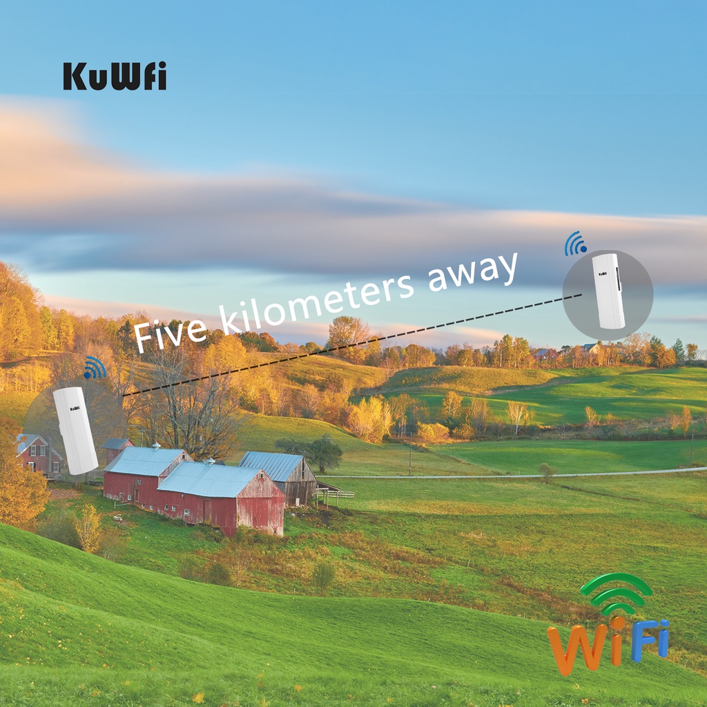 AKuWFi Gigabit Wireless Outdoor Router 5.8G Wave2 WIFI Repeater WIFI Bridge Point to Point 3-5KM Extender 14dBi Antenna #8