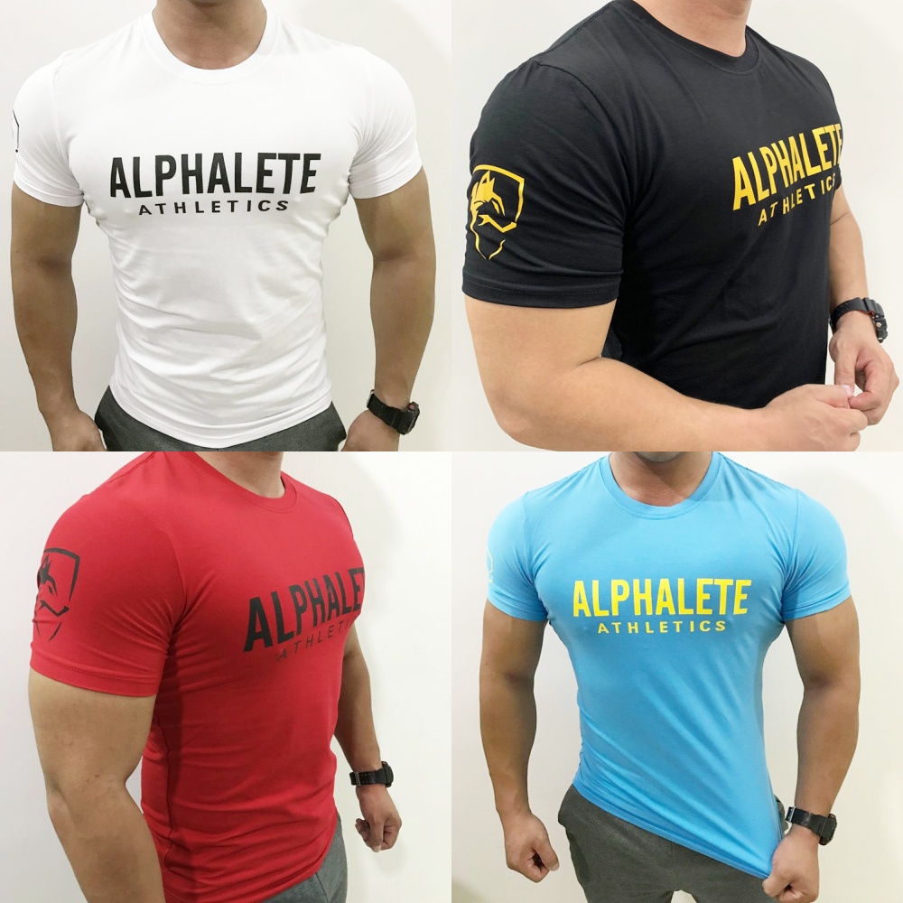 เสื้อยืดยิมผู้ชาย ALPHALETE สุดเท่ ชุดกีฬา FITNESS SPORTS MUSCLEFIT