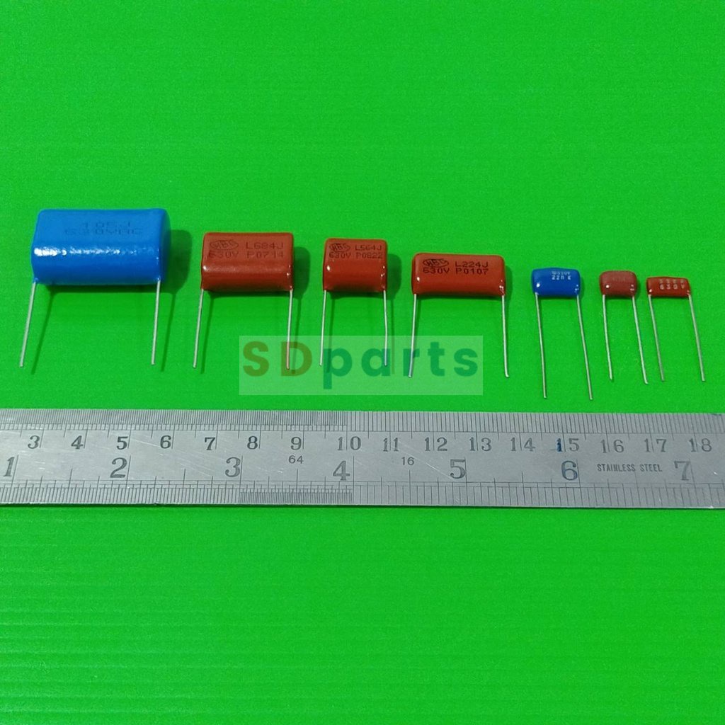 ตัวเก็บประจุ ตัว C ซีไมล่าร์ คาปาซิเตอร์ ไมล่าร์ Mylar Capacitor 630V 102J ถึง 824J #M-Capacitor (1 ตัว)