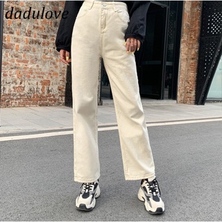 DaDulove💕 New Korean Version of Ins Apricot Jeans High Waist Loose Womens Wide-leg Pants Straight-leg Pants