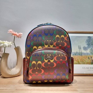 COACH CA140 COURT BACKPACK IN RAINBOW SIGNATURE CANVAS