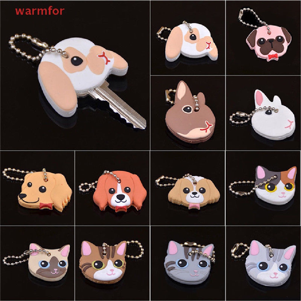 (warmfor) พวงกุญแจซิลิโคน PVC รูปแมว กระต่าย ลูกสุนัข ปั๊ก