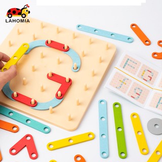 Lahomia แผ่นบอร์ดไม้ รูปทรงเรขาคณิต ของเล่นเสริมการเรียนรู้ค…
