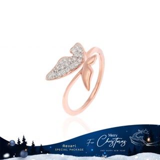 Aevari Butterfly Free Size Ring Sterling Silver 925 with White CZ and Rose Gold Plated