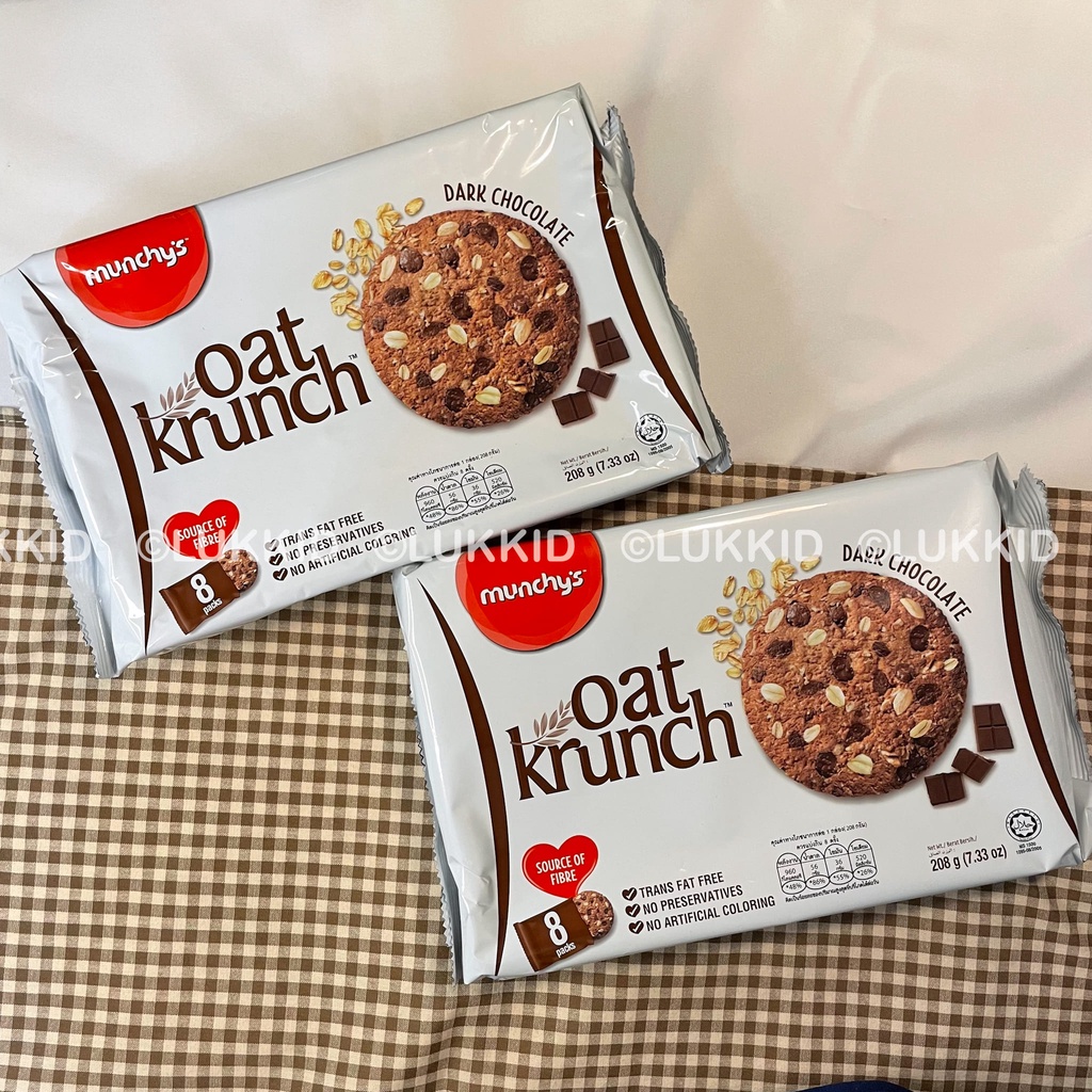 Munchy's : Oat krunch Dark Chocolate คุกกี้ข้าวโอ๊ต รส ดาร์กช็อกโกแลต