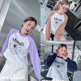 🍪เสื้อครอปแขนยาวสเวตเตอร์ผ้าเกล็ดปลา เนื้อนิ่มมากๆ ปลายแขนจั๊ม สกรีนลายแน่นๆ น่ารักมากๆ