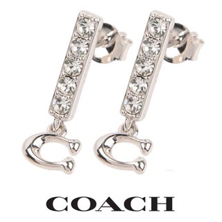 แท้💯% [ช้อปอเมริกา/เช็คใบเสร็จได้] Coach Signature Pave Bar Stud Earrings