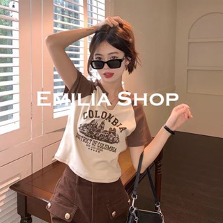 EMILIA SHOP เสื้อ เสื้อครอปเสื้อผ้าแฟชั่นผู้หญิงเสื้อแขนยาวไหมพรม2022 ใหม่ สบาย ทันสมัย Unique สวย MO22005 36Z230909