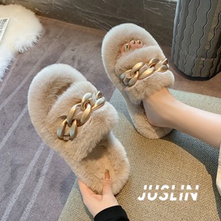 JUSLIN  รองเท้าแตะผู้หญิง รองเท้าแตะ พื้นนุ่ม กันลื่น นุ่ม ใส่สบาย ขนฟู แฟชั่น สวย Beautiful Unique ทันสมัย JU220293 37Z230910