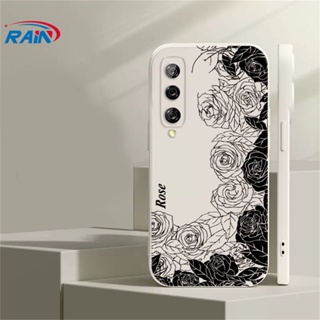 เคสโทรศัพท์มือถือ ซิลิโคนนุ่ม ลายดอกกุหลาบขาว ดํา สําหรับ Huawei P30 Lite Nova 5T Nova 3i Nova 7i Y6P Y7A Y6 Pro Y7 Pro 2019 Y9S