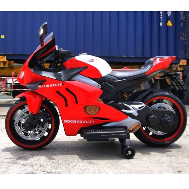 🏍Bigbike V5R (Motor 550 ใหญ่สุดในรุ่น l มือบิด | ล้อไฟ +ไฟ LED✨) รถแบตเ ตอรี่เด็กขายดี : 1048