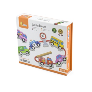 [2 ขวบ +] Wooden Lacing Blocks Transportation - [จากแบรนด์ Viga] [พร้อมส่ง]!!!