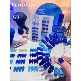 Vendeeni F13 เซ็ท15สี สีแฟลชกากเพชรโทนน้ำเงิน Reflective Gel แถมชาร์ตสี