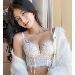 พร้อมส่งจากไทย💥Sanay Bra💥(N701)เสื้อชั้นลูกไม้ มีโครง 4 ตะขอ แต่งสายถักข้าง น่ารัก