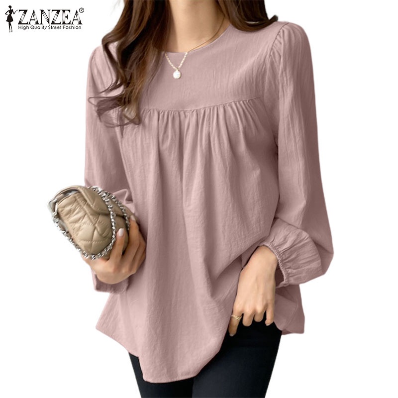 Zanzea เสื้อเบลาส์ แขนยาว ทรงหลวม สไตล์เกาหลี เรโทร สําหรับผู้หญิง