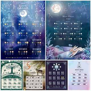 ปฏิทินปี 8 แบบ ไม่มีกรอบ โปสเตอร์ผ้าใบ ลาย Lunar Calendar With Moon Phases 2023 สไตล์โมเดิร์น สําหรับตกแต่งผนังบ้าน