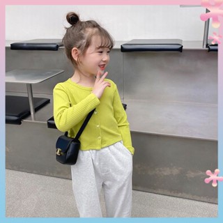 Childrens clothing girls long-sleeved knitted T-shirt cardigan spring and autumn babys top childrens autumn clothing 3 Western style bottoming shirt clothes