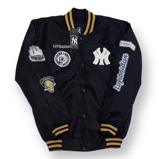 เสื้อแจ็กเก็ต Varsity NY X LUYIBAIDUN สีดํา