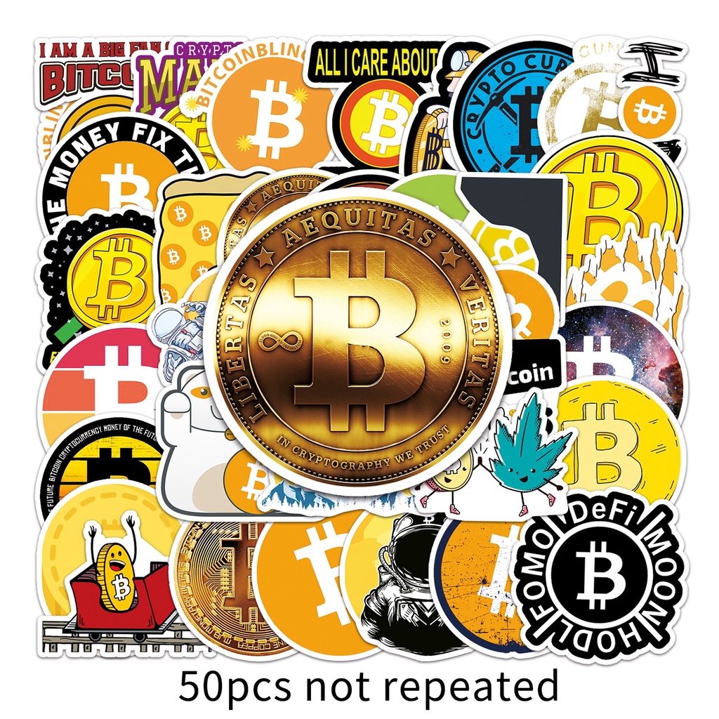 พร้อมส่ง! New Bitcoin sticker สติกเกอร์กันน้ำรูปแบบที่แตกต่างกัน NASA บิตคอยน์ BTC ETH Crypto กัญชาไ